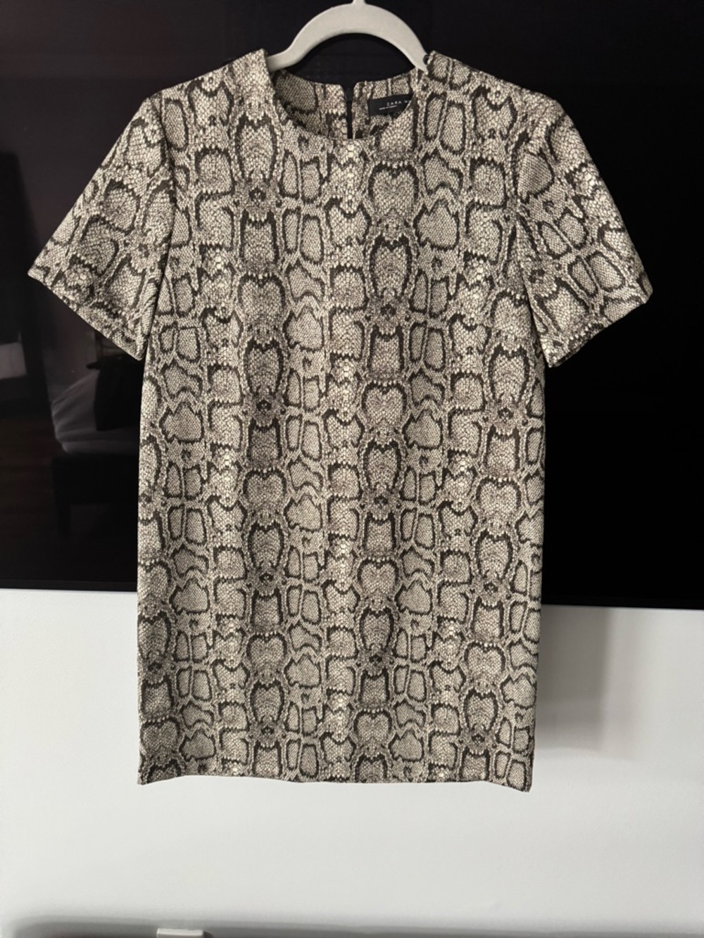 Zara Snake Print Mini Dress in Black and Cream